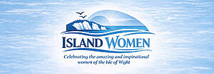 Island Women event logo against a blue sky background, celebrating inspirational women of the Isle of Wight.