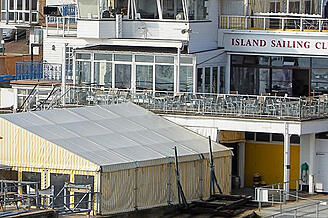 Island Sailing Club building overlooking the Solent in Cowes, Isle of Wight